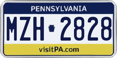 PA license plate MZH2828