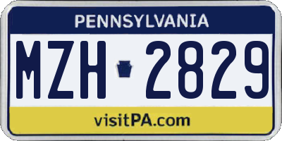 PA license plate MZH2829