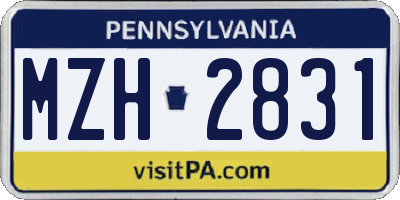 PA license plate MZH2831