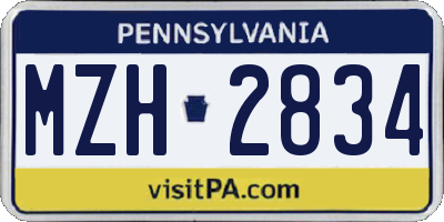 PA license plate MZH2834