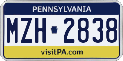 PA license plate MZH2838