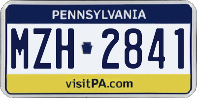PA license plate MZH2841