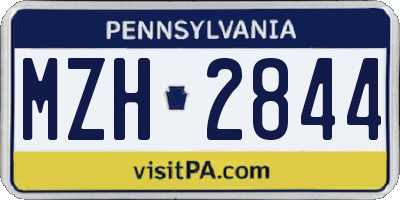 PA license plate MZH2844