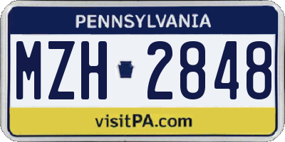 PA license plate MZH2848