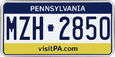 PA license plate MZH2850