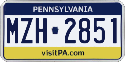 PA license plate MZH2851