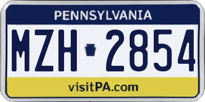 PA license plate MZH2854