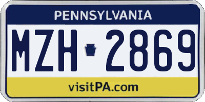 PA license plate MZH2869