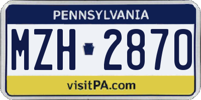 PA license plate MZH2870