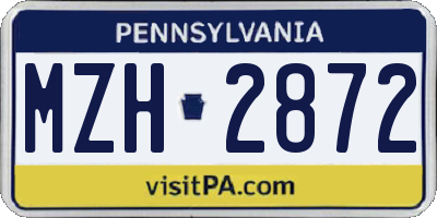 PA license plate MZH2872