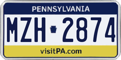 PA license plate MZH2874