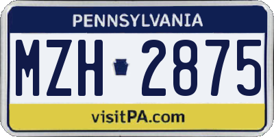PA license plate MZH2875