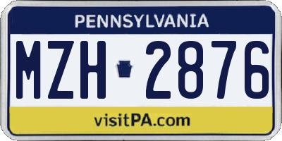 PA license plate MZH2876