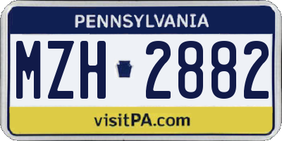 PA license plate MZH2882