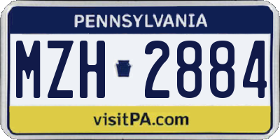 PA license plate MZH2884