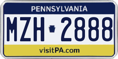PA license plate MZH2888