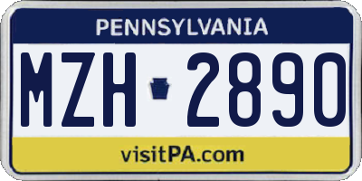 PA license plate MZH2890