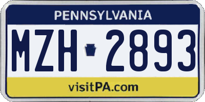 PA license plate MZH2893