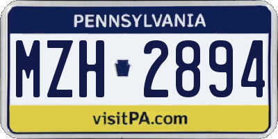 PA license plate MZH2894