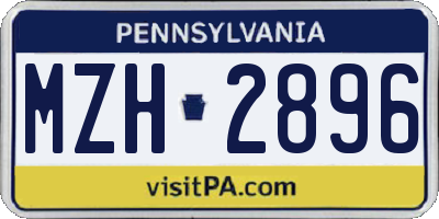 PA license plate MZH2896