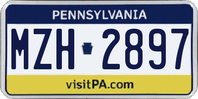 PA license plate MZH2897