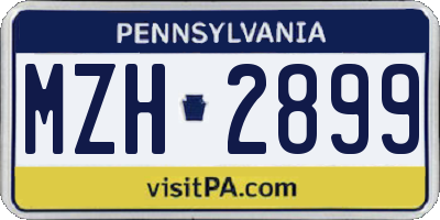 PA license plate MZH2899