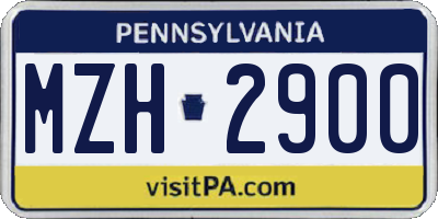 PA license plate MZH2900