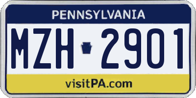 PA license plate MZH2901