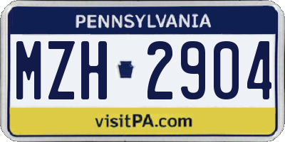 PA license plate MZH2904