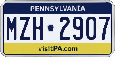 PA license plate MZH2907