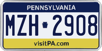 PA license plate MZH2908