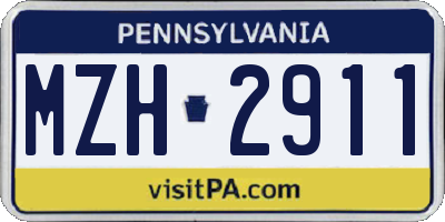 PA license plate MZH2911