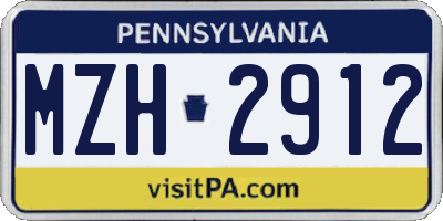 PA license plate MZH2912