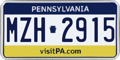 PA license plate MZH2915
