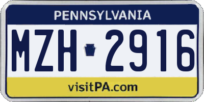 PA license plate MZH2916