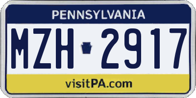 PA license plate MZH2917