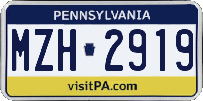 PA license plate MZH2919