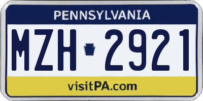 PA license plate MZH2921