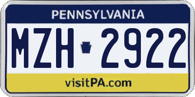 PA license plate MZH2922