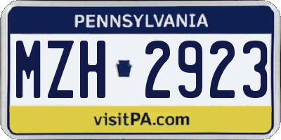 PA license plate MZH2923