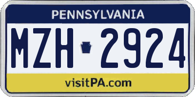 PA license plate MZH2924