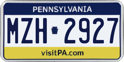 PA license plate MZH2927