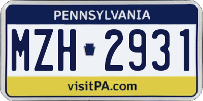 PA license plate MZH2931