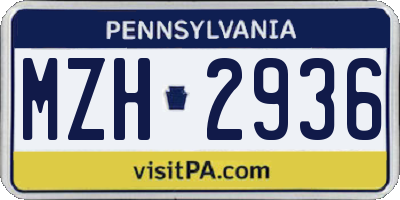 PA license plate MZH2936
