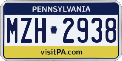 PA license plate MZH2938