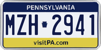 PA license plate MZH2941