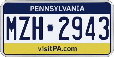 PA license plate MZH2943
