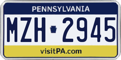 PA license plate MZH2945