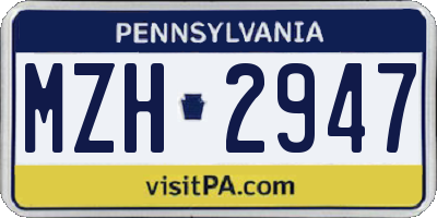 PA license plate MZH2947