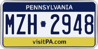 PA license plate MZH2948